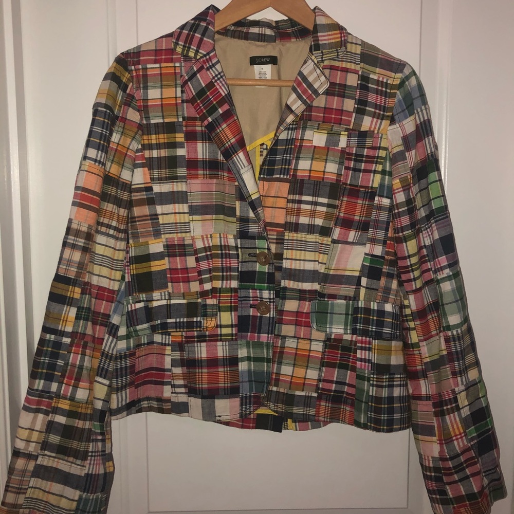 J Crew women’s multicolor patchwork Madras jacket